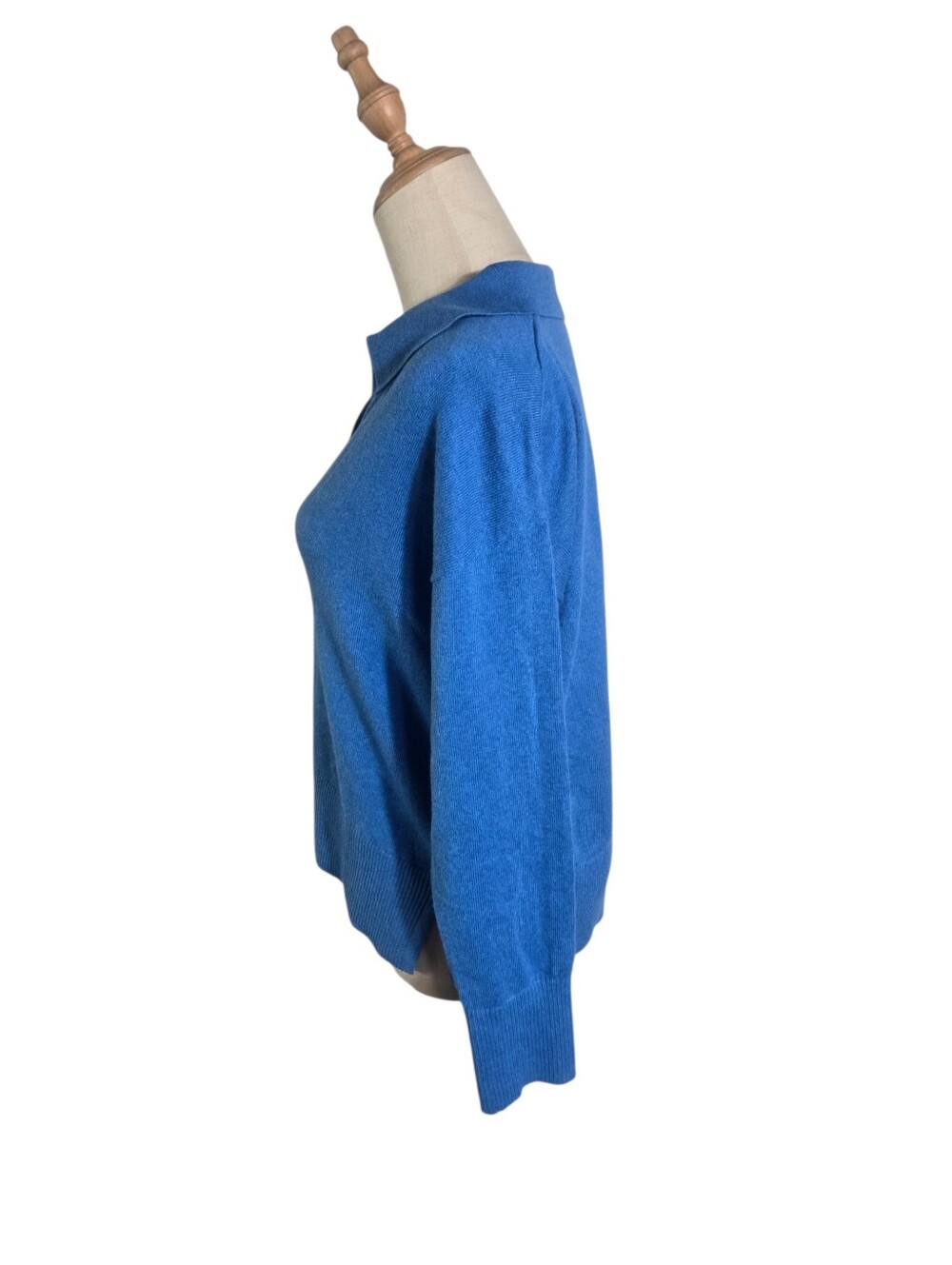 L.L. Bean Blue Cashmere Cotton Knit Sweater with Collar - Picture 5 of 7